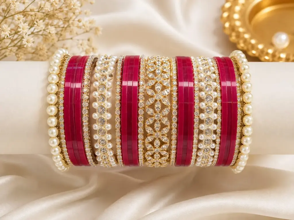 Red Velvet Pearl & AD Designer Bangles